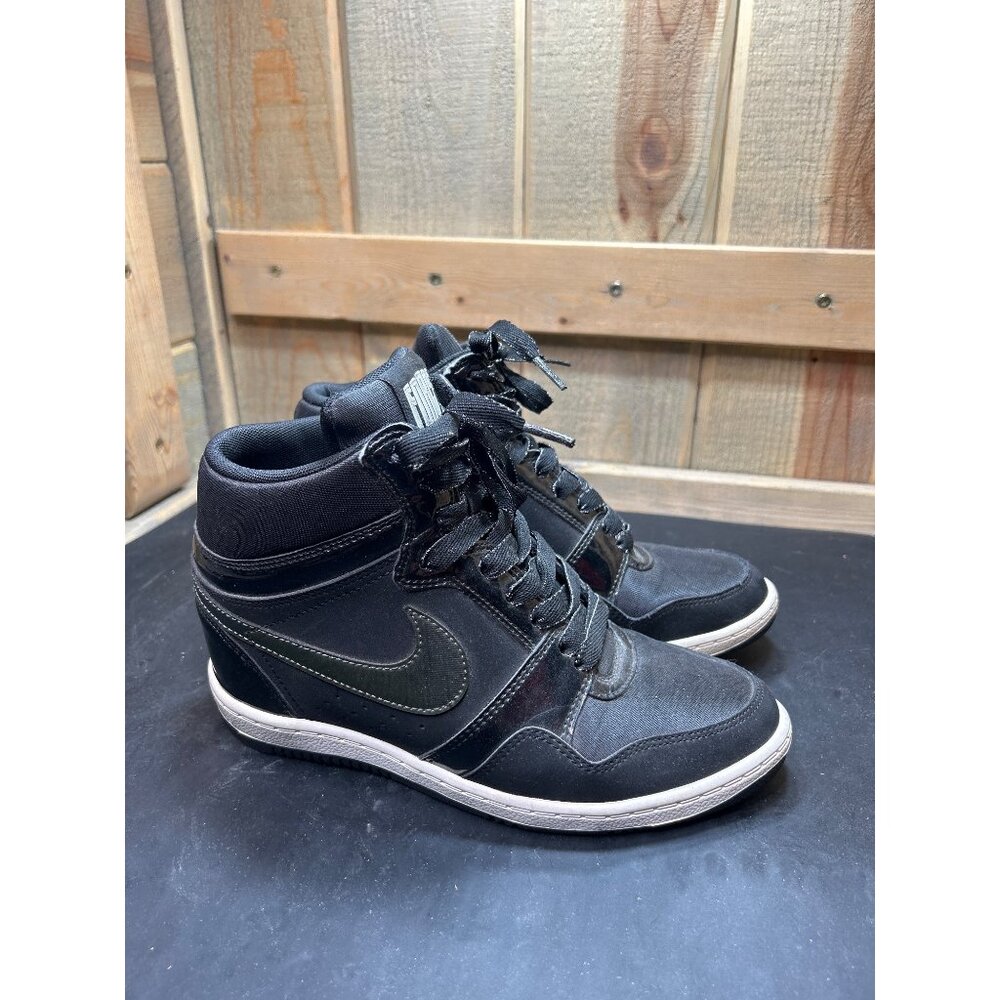 Nike Force Dunk Sky Hi Hidden Wedge Heel Black White High 629746-001 Womens 8